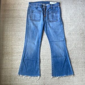 Rag & Bone Blue Flare Wide Leg Jeans